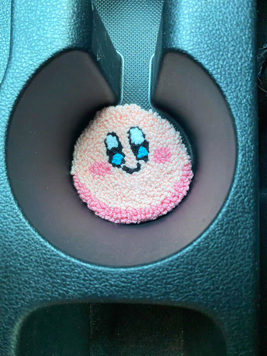 Kirby Punch Needle Car Coasters