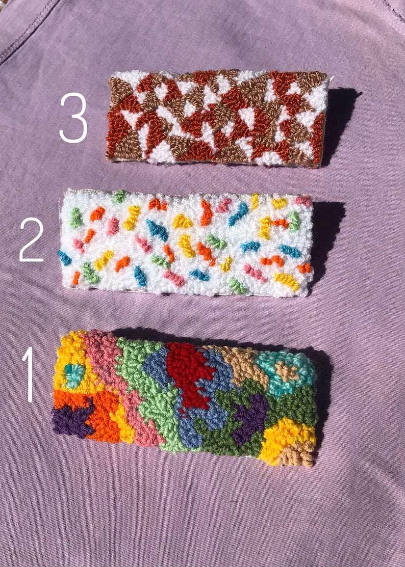 Hand Tufted Punch Needle Hair Clips