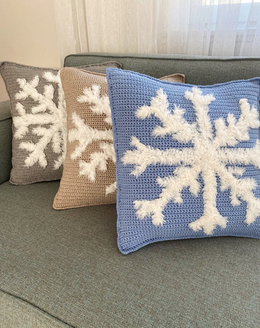 Snow Flake Crochet Pillow Cover- Handmade Pillow Case
