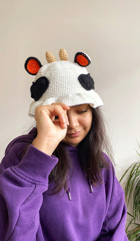 Crochet Cow Bucket Hat