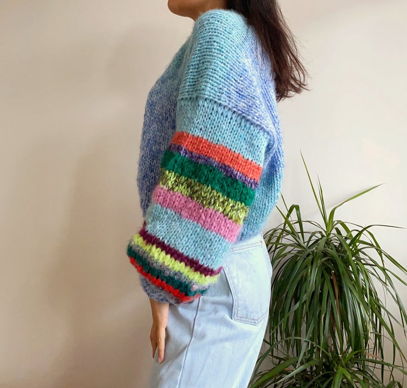 Hand Knit Mohair Wool Cardigan