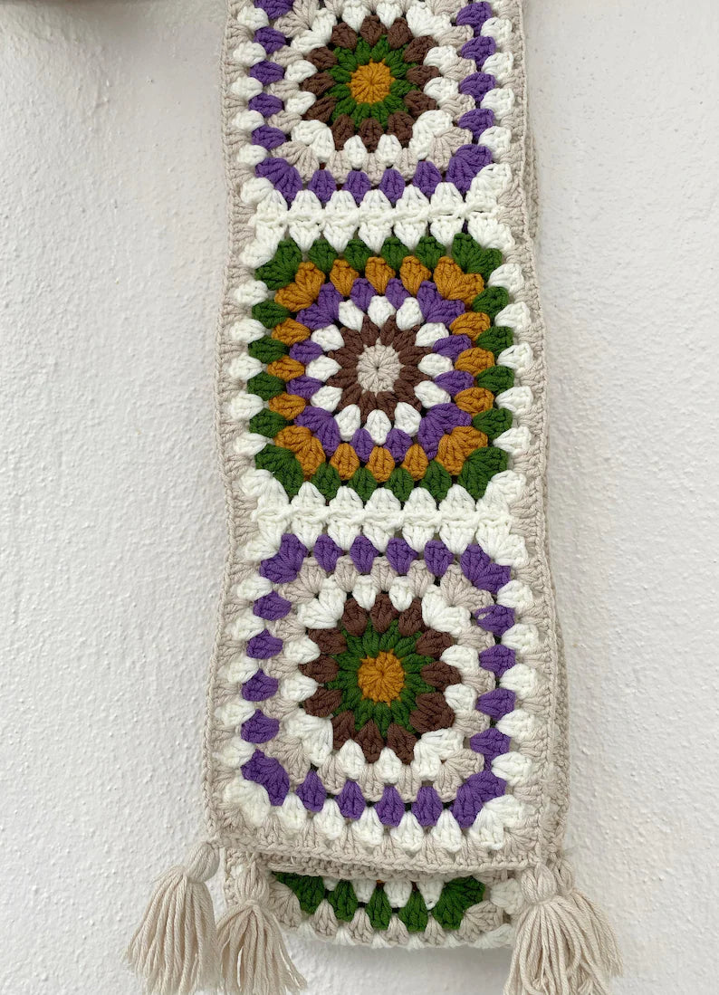 Crochet Granny Square Scarf Hat Set