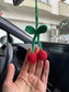 Cherry Car Mirror Hanging Amigurumi  - New Car Gift Crochet- Car Interior Accessory - Luck Charm