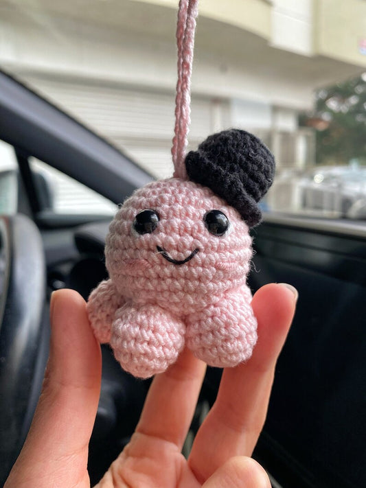 Cute Octopus Car Mirror Hanging Amigurumi - New Car Gift Crochet- Car Interior Accessory - Luck Charm