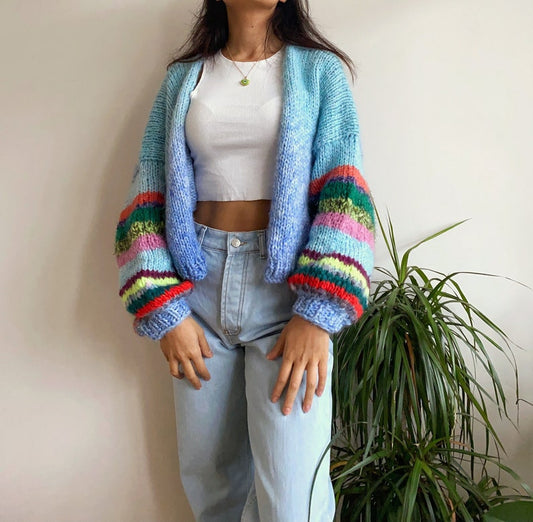 Hand Knit Mohair Wool Cardigan