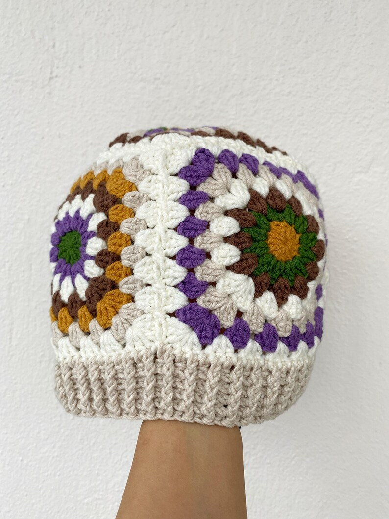 Crochet Granny Square Scarf Hat Set