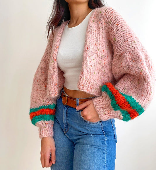 Hand Knit Mohair Wool Cardigan