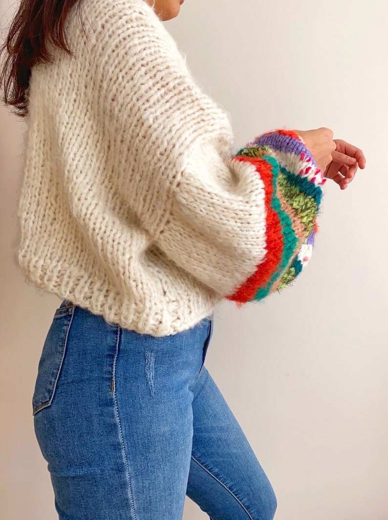 Hand Knit Mohair Wool Cardigan