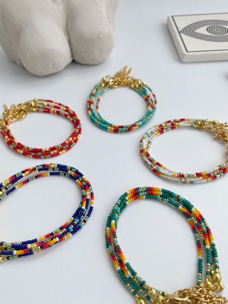 Tiny Miyuki Beads Bracelet • Boho Colorful Seed Bead • Surfers Bracelet