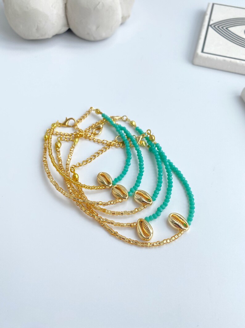 Cowrie Shell Miyuki Beads Bracelet • Boho Colorful Seed Bead • Surfers Bracelet