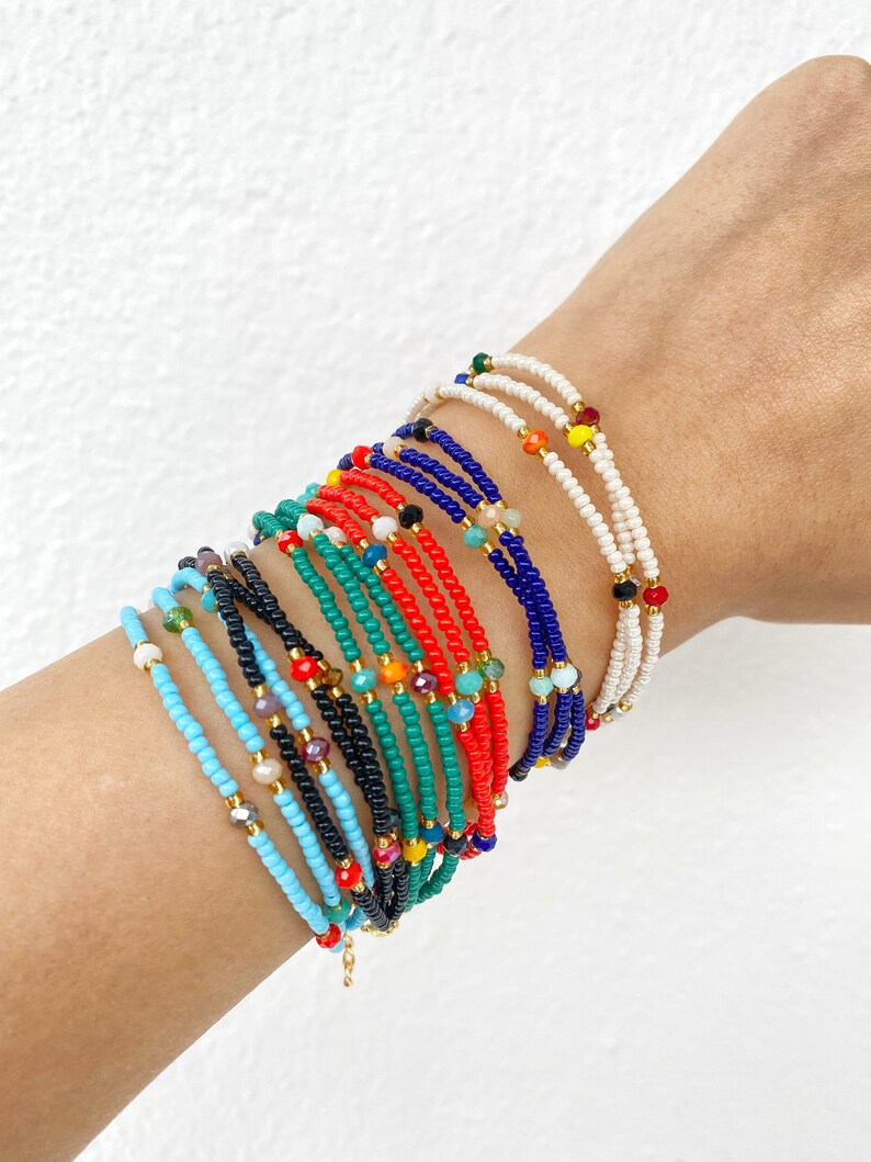 Triple Strand Miyuki Beads Bracelet • Boho Colorful Seed Bead • Surfers Bracelet