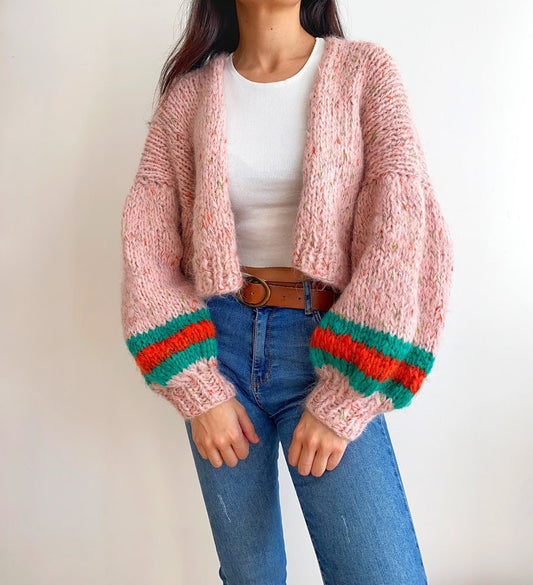Hand Knit Mohair Wool Cardigan