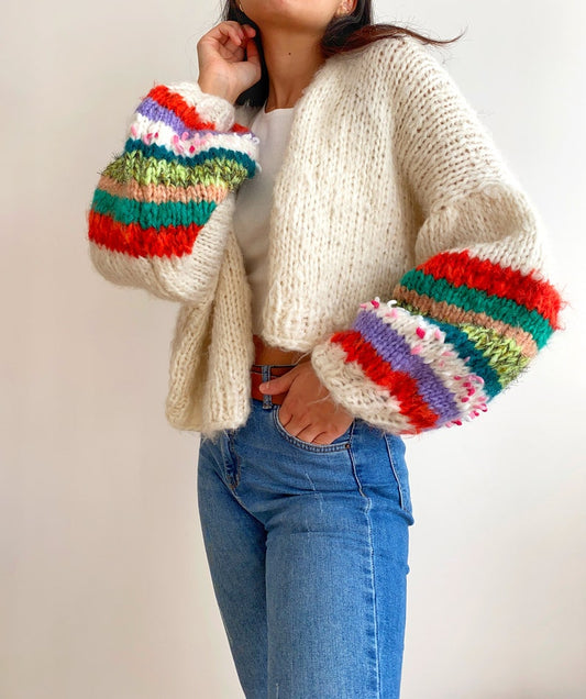 Hand Knit Mohair Wool Cardigan
