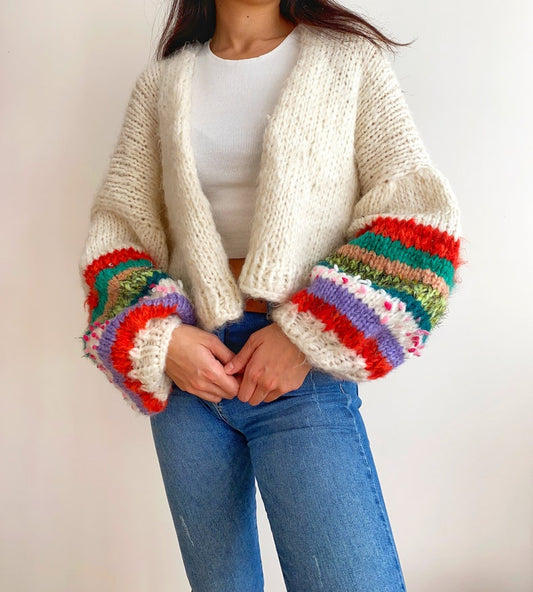 Hand Knit Mohair Wool Cardigan