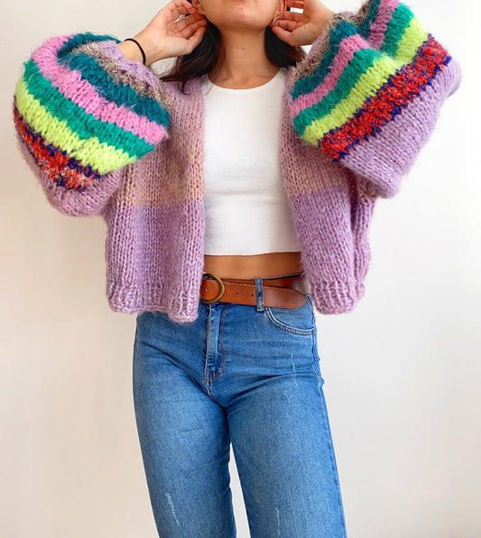 Hand Knit Mohair Wool Cardigan