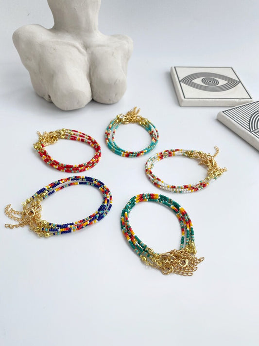 Tiny Miyuki Beads Bracelet • Boho Colorful Seed Bead • Surfers Bracelet