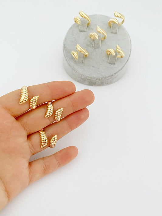 Wrap Croissant Dome Bubble Ring • Chunky Twist Rope Ring