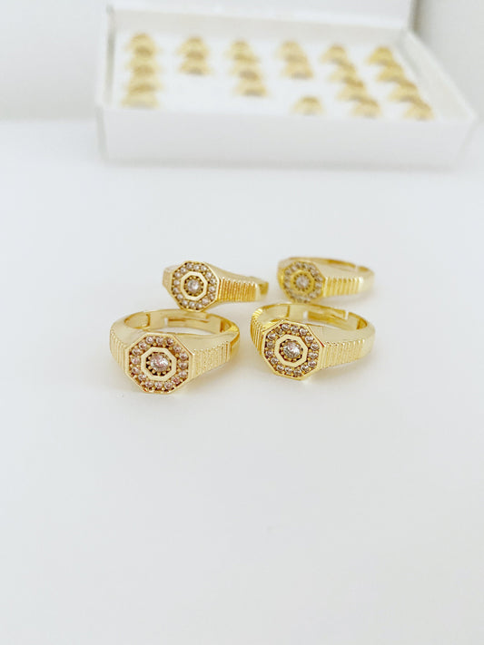 Tarnish Free Micro Pave Ring • Gold Adjustable Crystal Ring