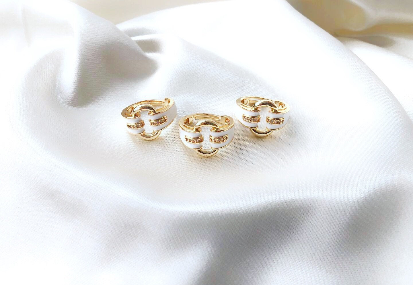 Colorful Crystal Ring • Adjustable Cubic Zirconia Ring • Black White