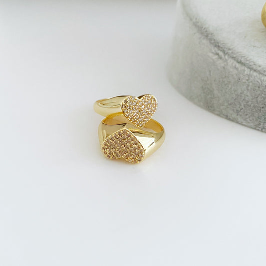 Heart Shape Crystal Ring • Plain Love Ring • Chunky Zircon Ring