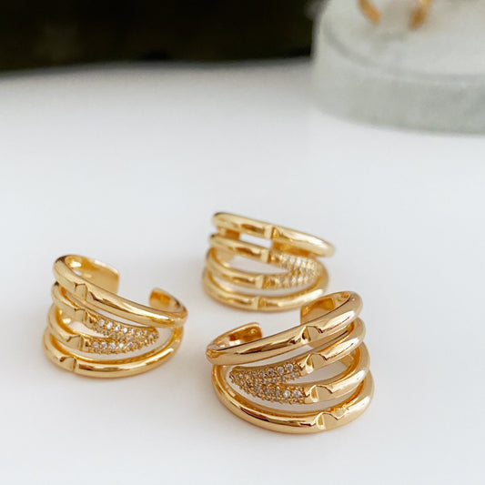 Rose Gold Adjustable Elegant Ring • Crystal Stacking Zircon Ring