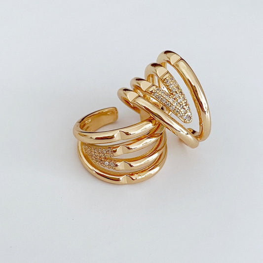 Rose Gold Adjustable Elegant Ring • Crystal Stacking Zircon Ring