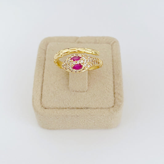 Snake Crystal Minimalist Ring • Colorful Zirconia Serpent Wrap Band