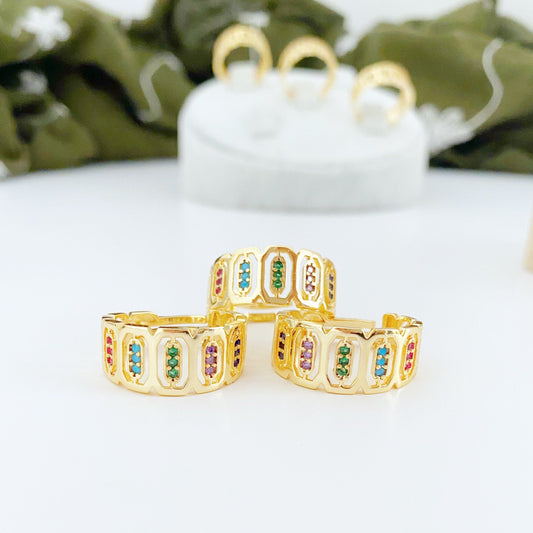 Colorful Rainbow Ring CZ Titanium • Bohemian Summer Minimalist Statement