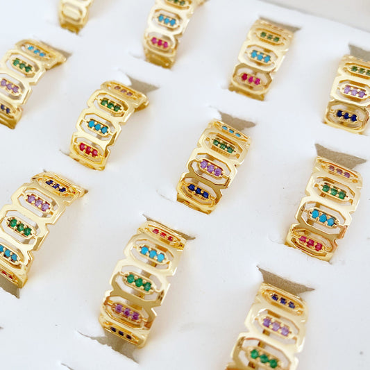 Colorful Rainbow Ring CZ Titanium • Bohemian Summer Minimalist Statement