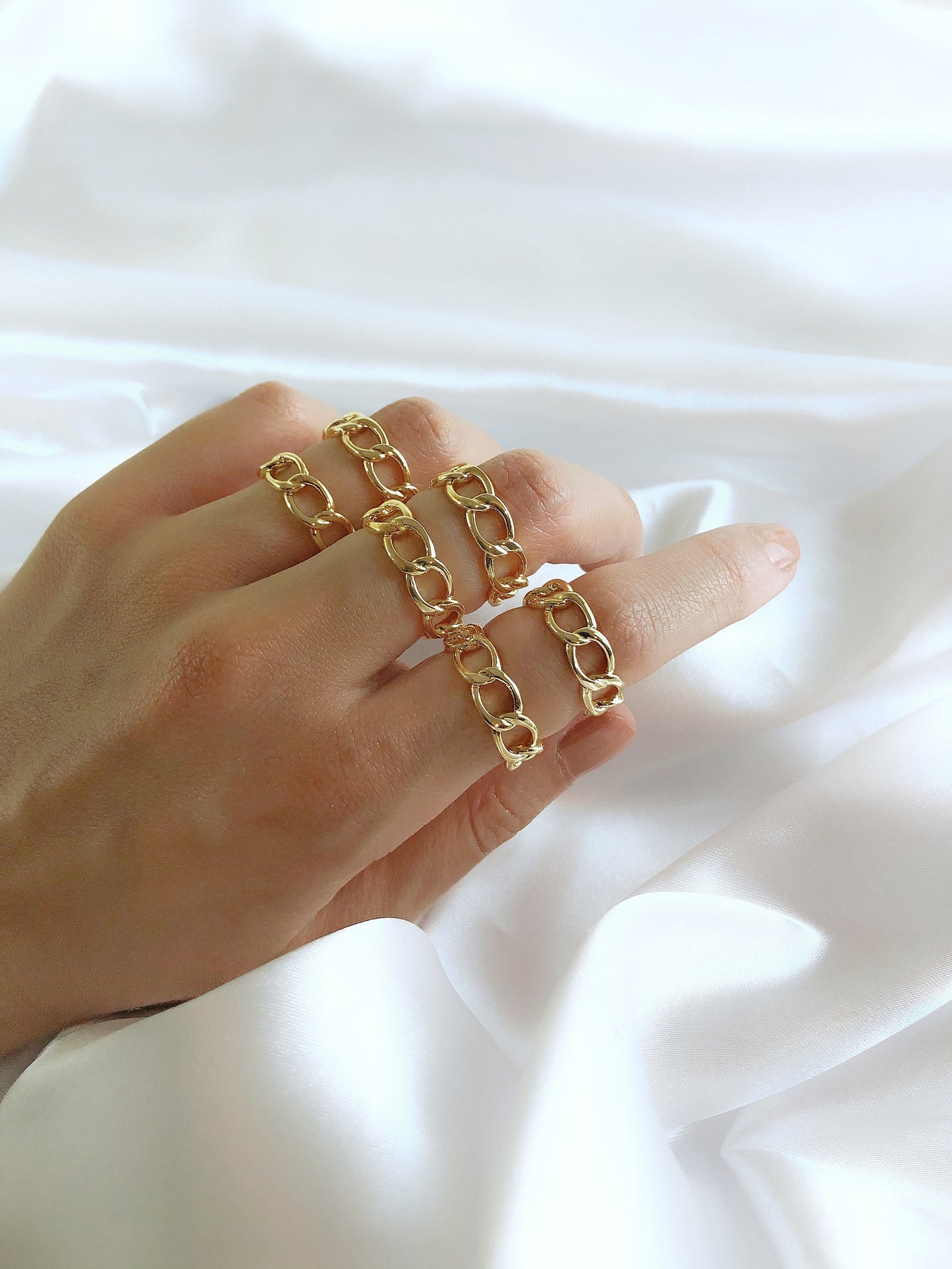 Stackable Gold Signet CZ Ring • Chunky Set Pave Ring Twisted Chain