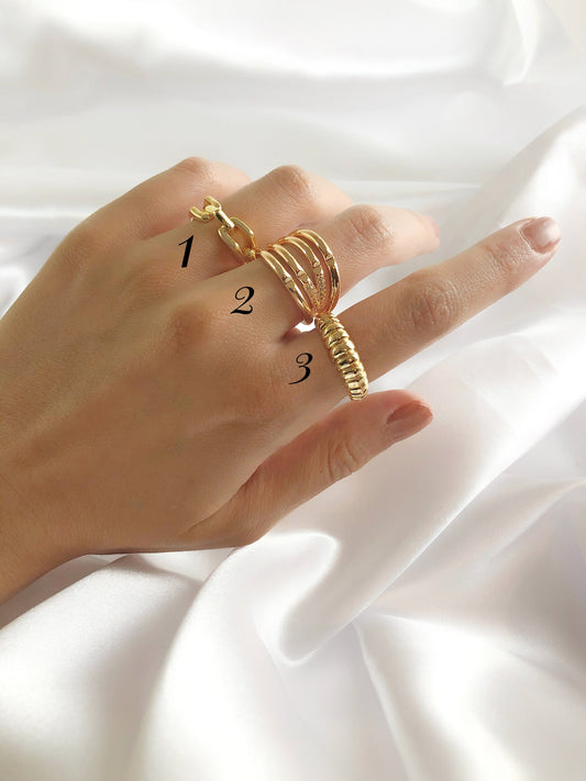 Chunky Croissant Dome Bubble Ring • Rose Gold Crystal Stackable