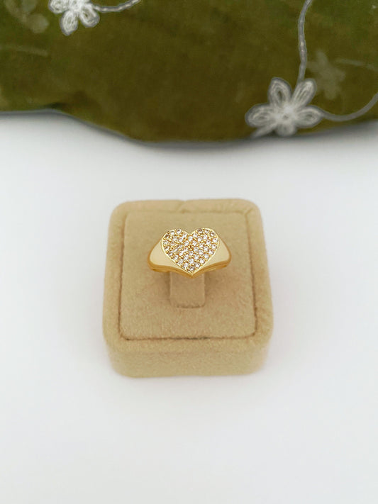 Heart Shape Crystal Ring • Plain Love Ring • Chunky Zircon Ring