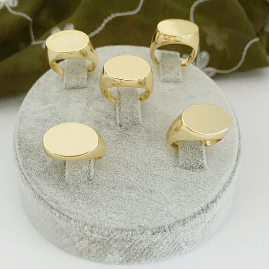 Gold Signet Ring • Unisex Band • Chunky Oval Round Square Ring