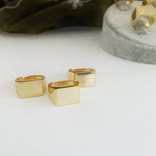 Gold Signet Ring • Unisex Band • Chunky Oval Round Square Ring