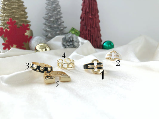 Gold Adjustable Stacking Ring Set • Crystal Enamel Colorful Band