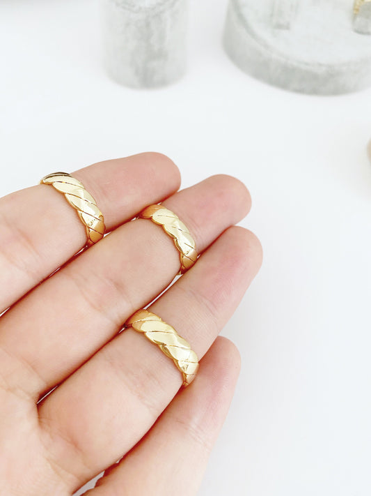 Striped Coco Ring • Quilted Crush Cross Ring • Croissant Striped Ring