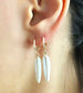 Black Feather Hoop Earring • White Feather Hoops • Turquoise Earrings