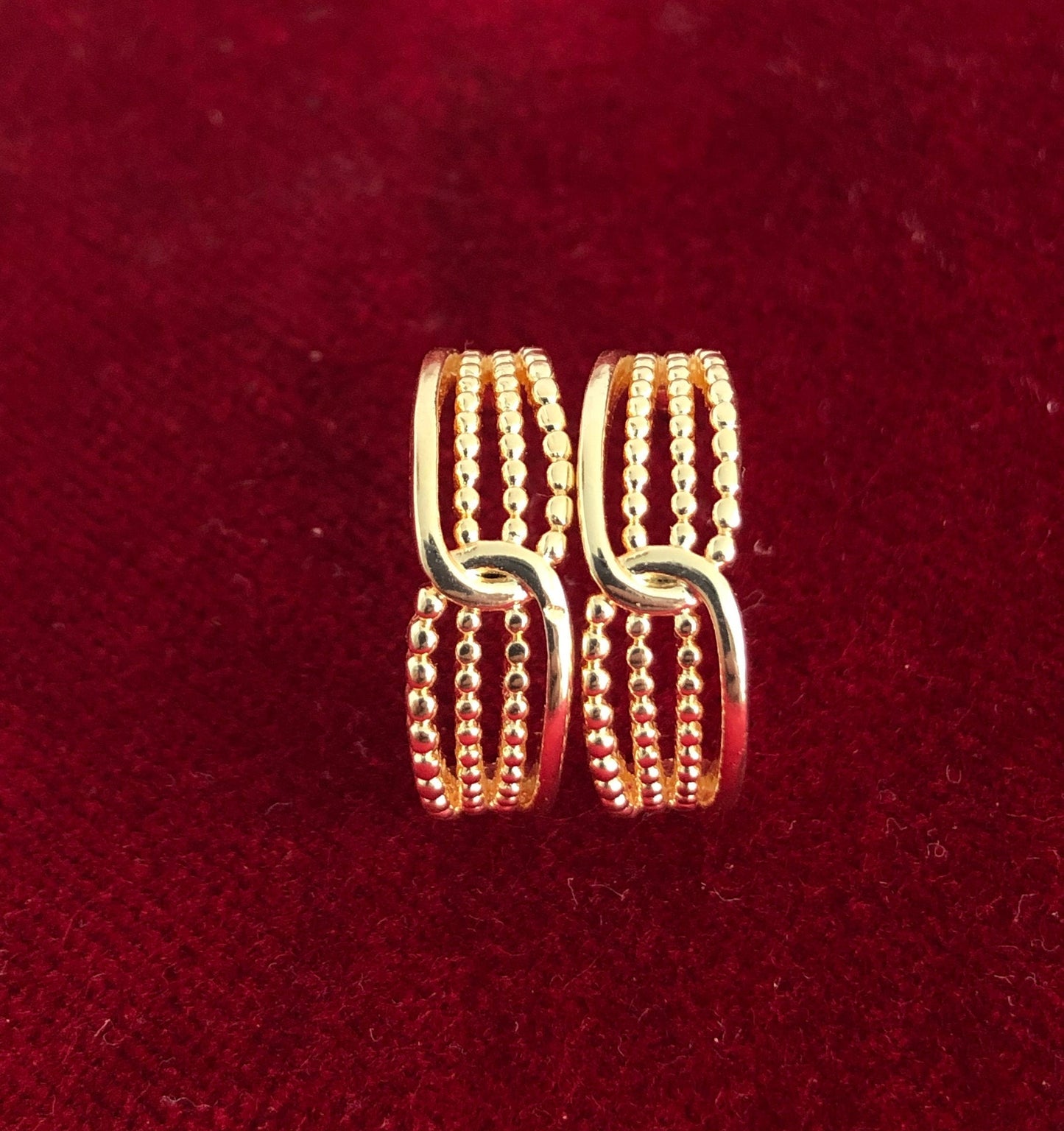 Gold Chunky Four Line Clip Earring • Triple Hoop Stacking Earrings