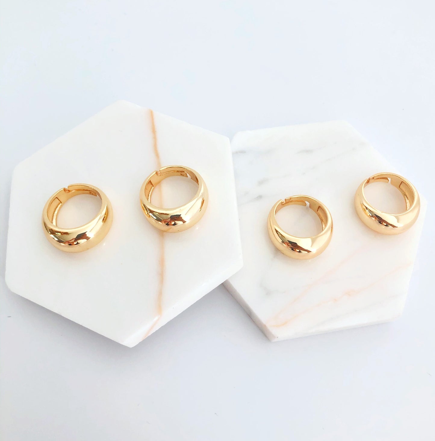 Titanium Fill Thick Gold Bold Dome Ring Chunky Bubble Circle Ring