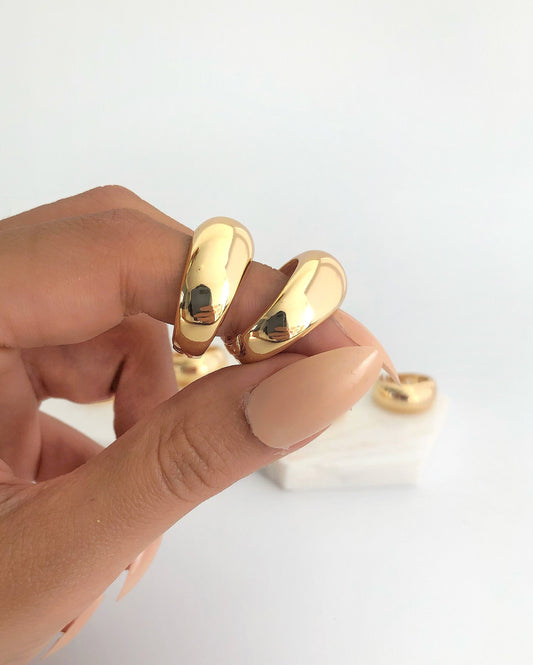 Titanium Fill Thick Gold Bold Dome Ring Chunky Bubble Circle Ring