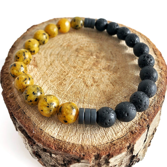 Lava Rock • Natural Stone Bead Bracelet for Men • Men Jewelry