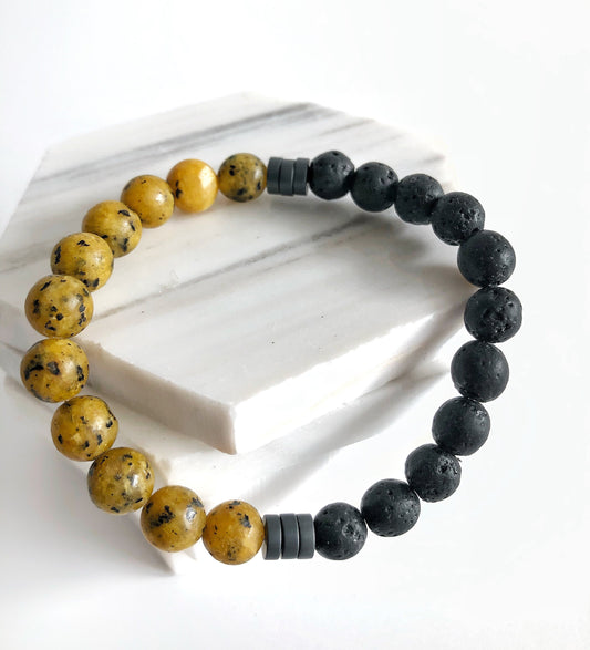 Lava Rock • Natural Stone Bead Bracelet for Men • Men Jewelry
