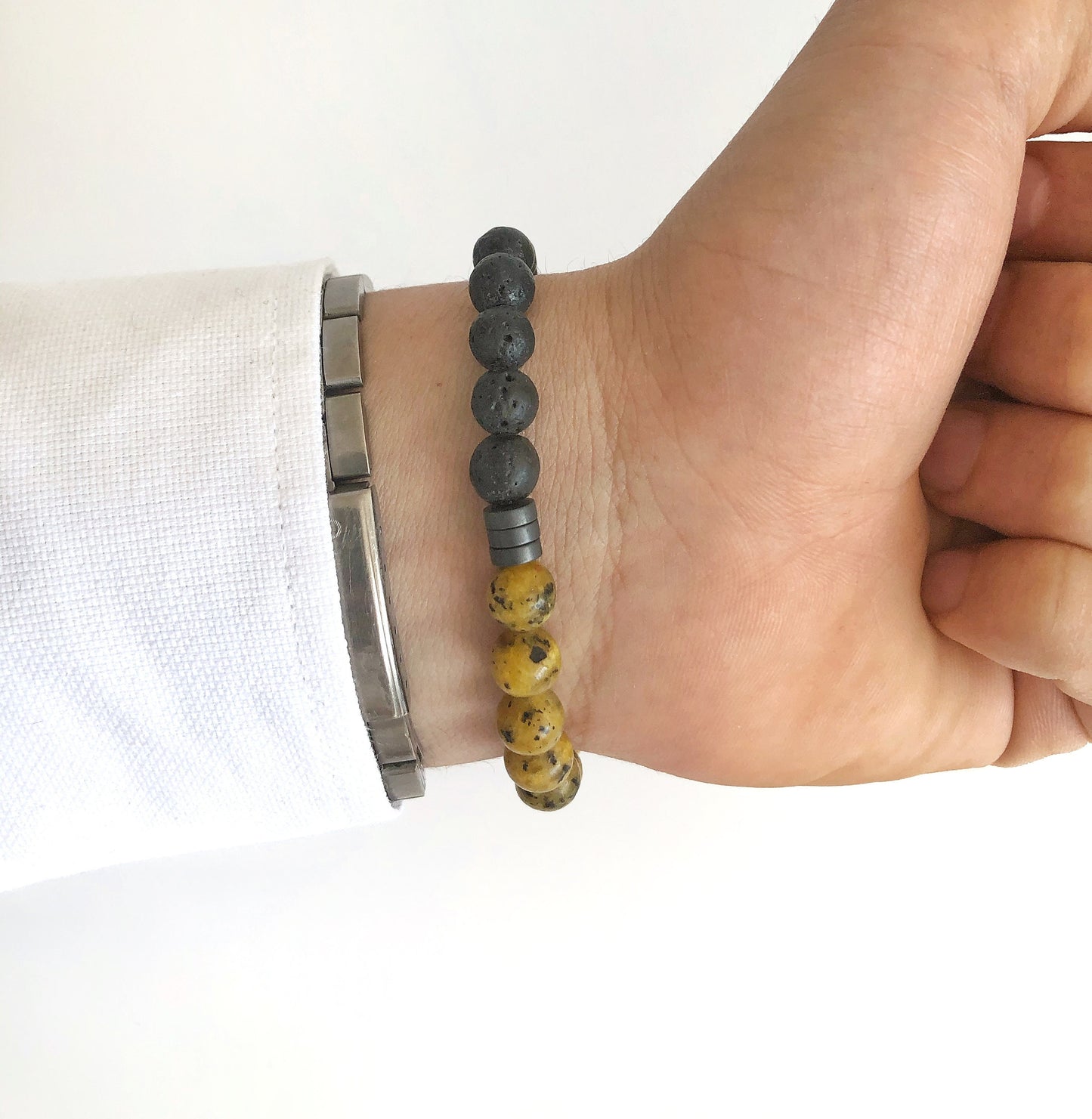 Lava Rock • Natural Stone Bead Bracelet for Men • Men Jewelry