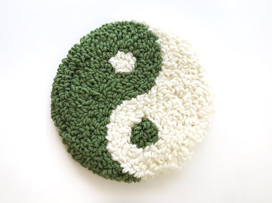 Yin Yang Punch Needle Mug Coasters- Hand Tufted Coasters
