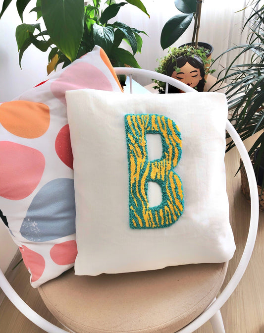 Customizable Monogram Embroidered Cushion Cover