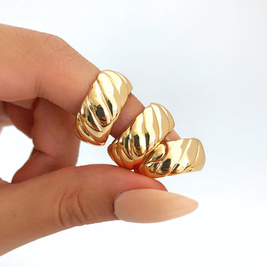 Thick Croissant Dome Bubble Ring • Chunky Twist Rope Ring