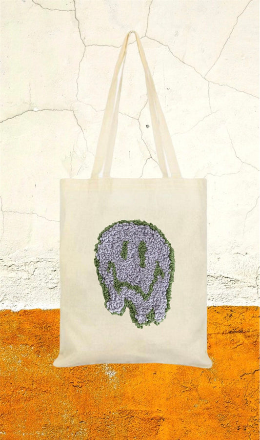 Ecofriendly Punch Needle Embroidered Cotton Canvas Bag