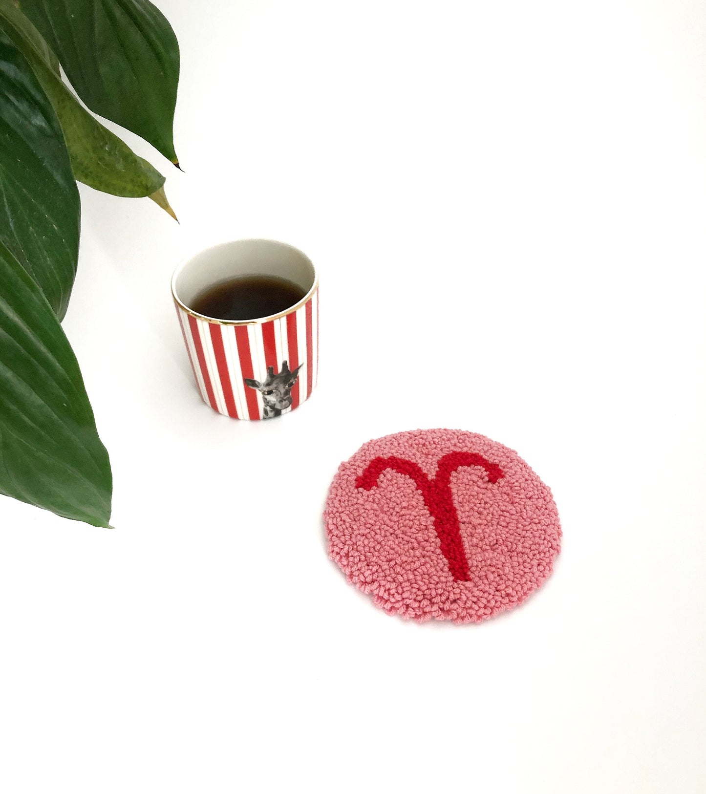 Zodiac Sign Punch Needle Mug Coasters- Hand Tufted Coasters