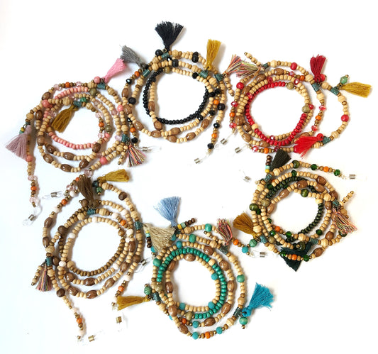Handmade Wooden Beaded Glasses Chain,Sunglasses Cord, Eye Glass Holder,Boho Hippie Mask Chain,Summer Jewelry,Beach Eye Wear Lanyards Gifts