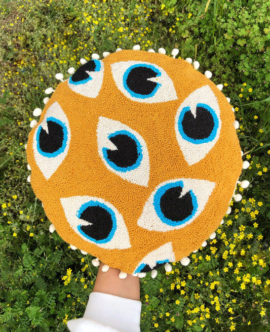 Evil Eye Punch Needle Pillow Cover-Punch Needle Pillow Case - Tufted Pillow Cover